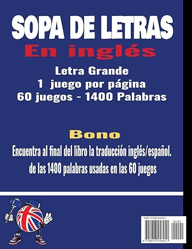 Miniatura 2 de SOPA DE LETRAS En Inglés Para adultos y niños 12+ Letra Grande 60 Juegos- 1400 Palabras juegos de palabras para aprender el inglés idea del