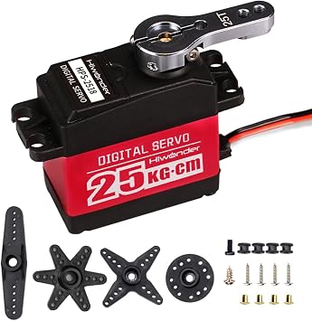 25KG Digital Servo Motor High Torque PWM Servo, Full Metal Gear Steering Servo for Robotic Arms and DIY Robot Making, Digital Servo with 25T Servo Horn, Control Angle 180