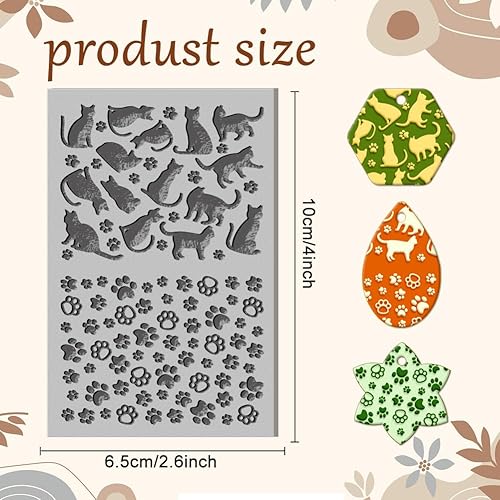 Miniatura 2 de CHGCRAFT Hojas de textura de arcilla polimérica para gatos, hojas de sello de textura de pata de gato, alfombrilla de textura de arcilla,
