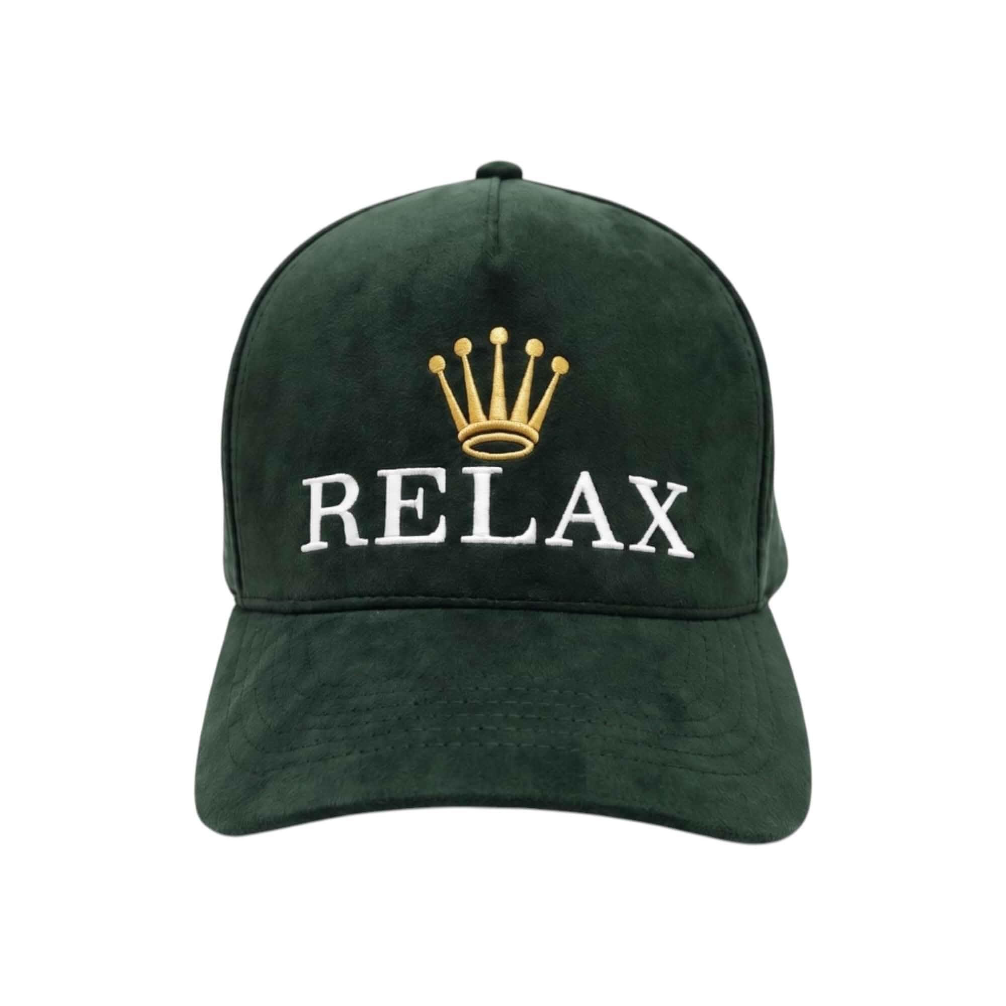 Relax Gold Crown Premium Snapback Adjustable Hat Full Suede One Size Fits Most USA Embroidery Men and Women