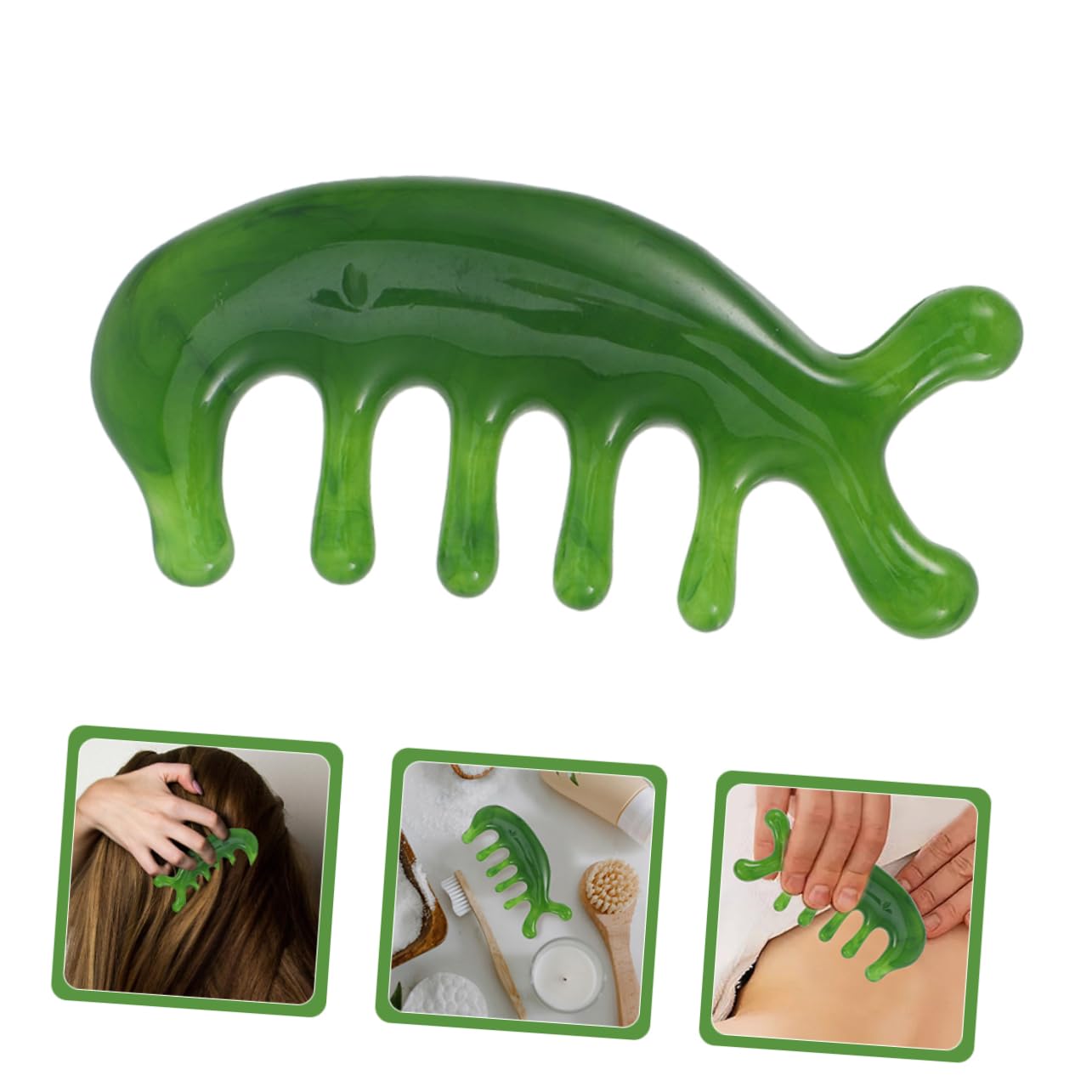 Peine De Masaje Del Cuero Cabelludo Peine De Piedra De Jade Para El Cuero Cabelludo De Cuidado Del Cabello Piel Básico Ancho Green 2 Piezas X 4