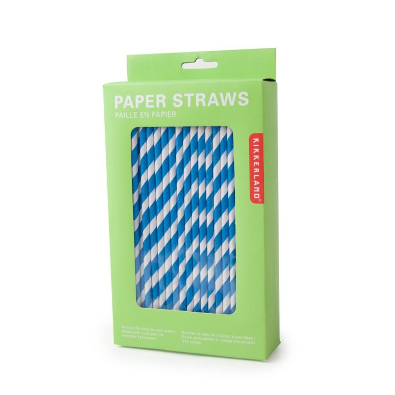 Amazon.com: Kikkerland, Blue and White Biodegradable Paper Straws ...