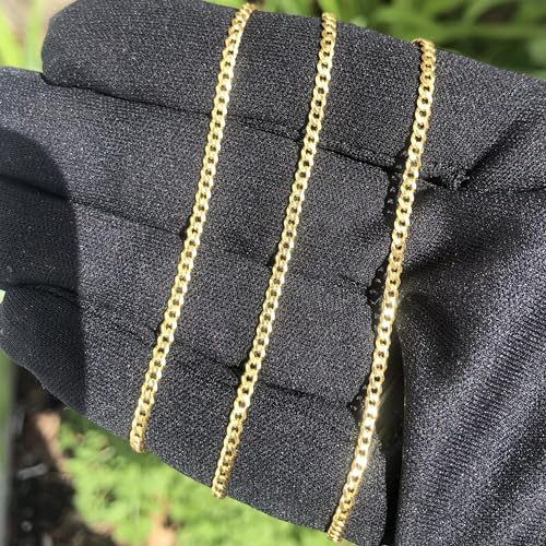 Real Genuine Solid 1/20 14K Yellow Gold Cuban Link Chain Necklace 2 mm 20 Inch for Men and Women Golds4