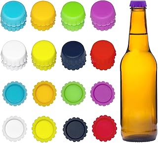 24 PCS Silicone Rubber Bottle Caps in 8 Colors – Reusable Beer, Soda & Wine Bottle Seals for Home Brewing and Kitchen Use