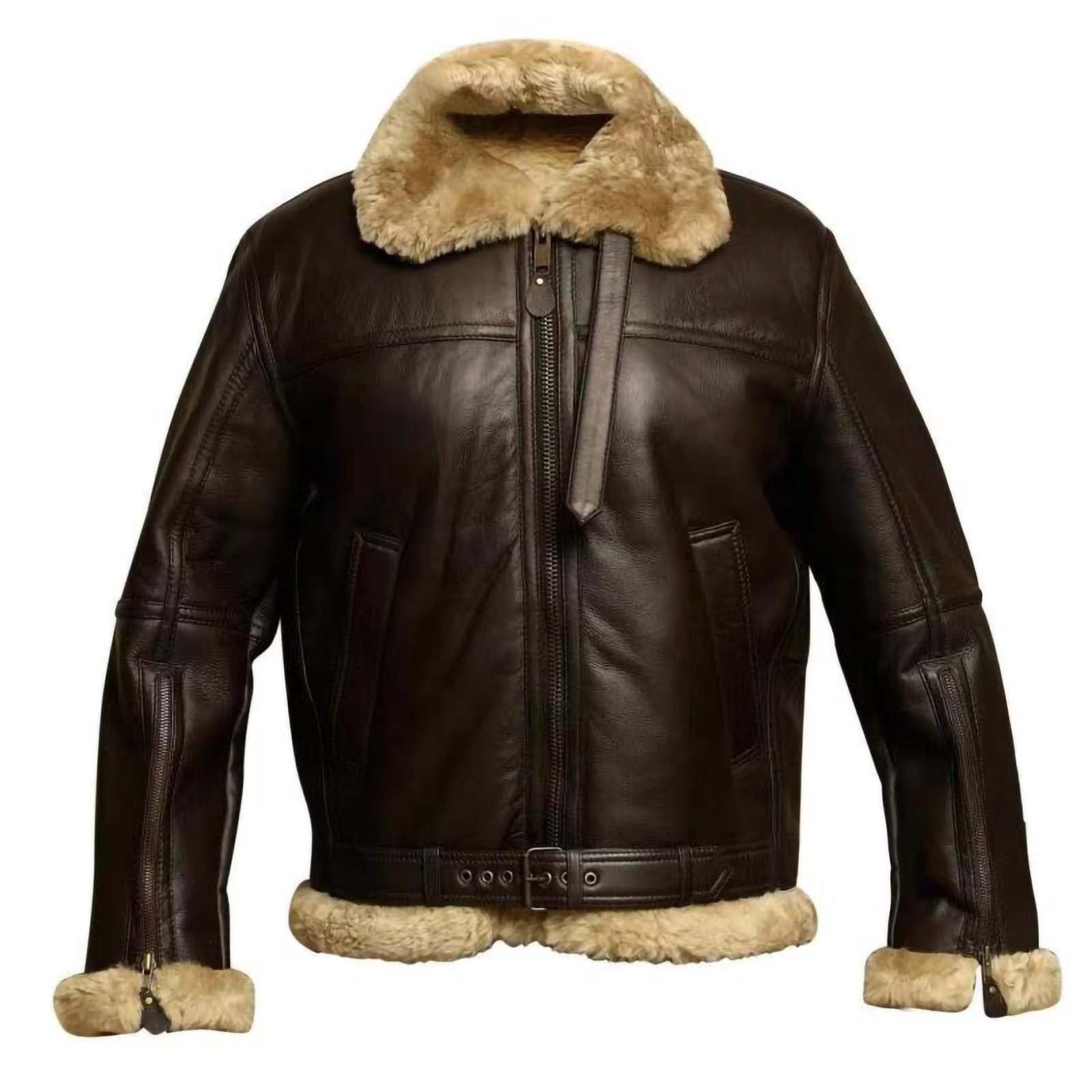 Chaqueta de Cuero Aviador para Hombre,Chaquetas Bomber de Piel para Hombre Chaqueta de Piel de Sintética para Chaquetas de Cuero Sintético para Hombres de Invierno, Piloto, con Cremallera, Informal