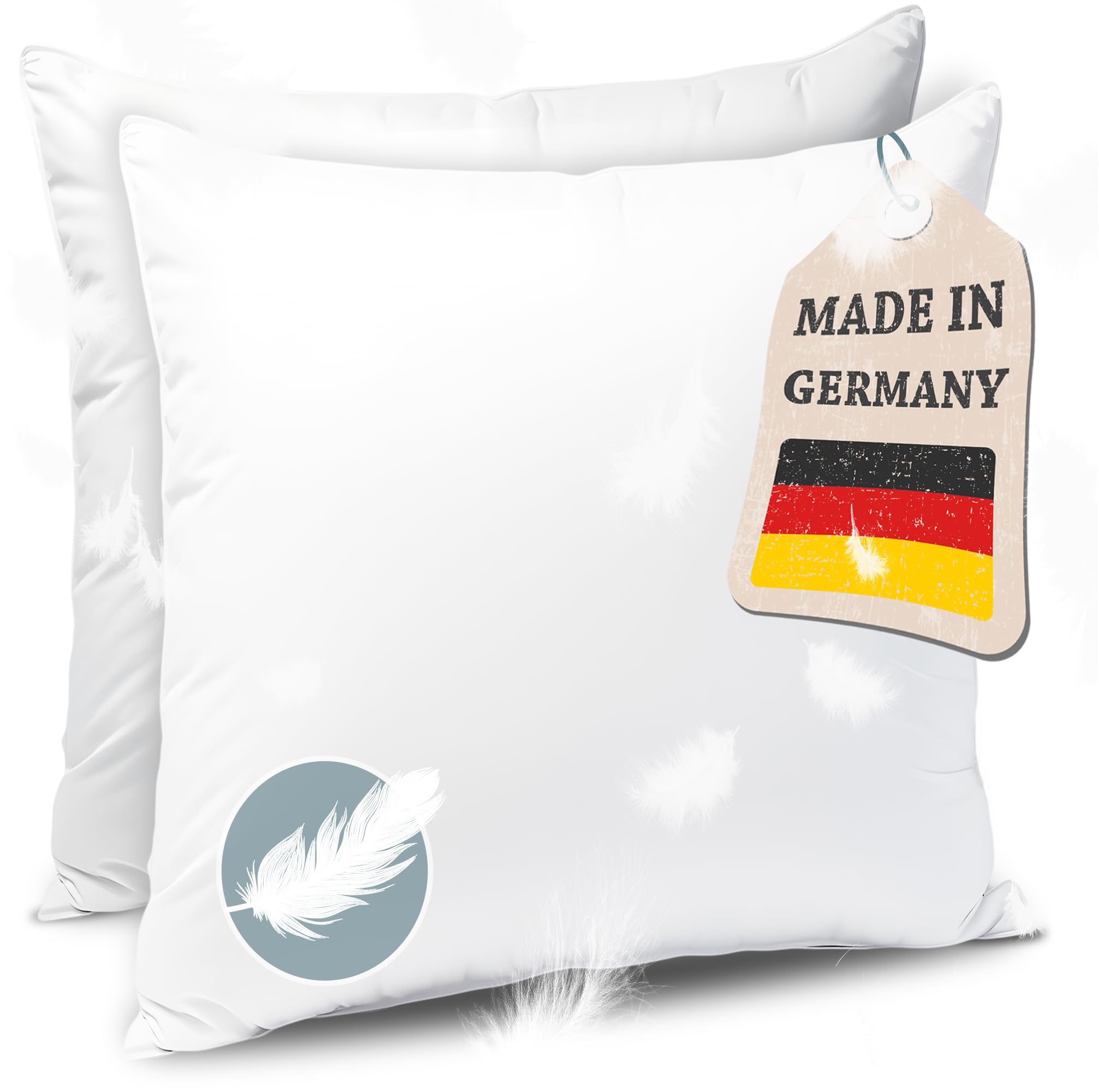 KNERST Kopfkissen Federkissen Made in Germany - Kissen mit 100% Federfüllung - Federkopfkissen mit Bezug aus Baumwolle - Ökotex-Zertifiziert - Füllkissen für erholsamen Schlaf - Kissen