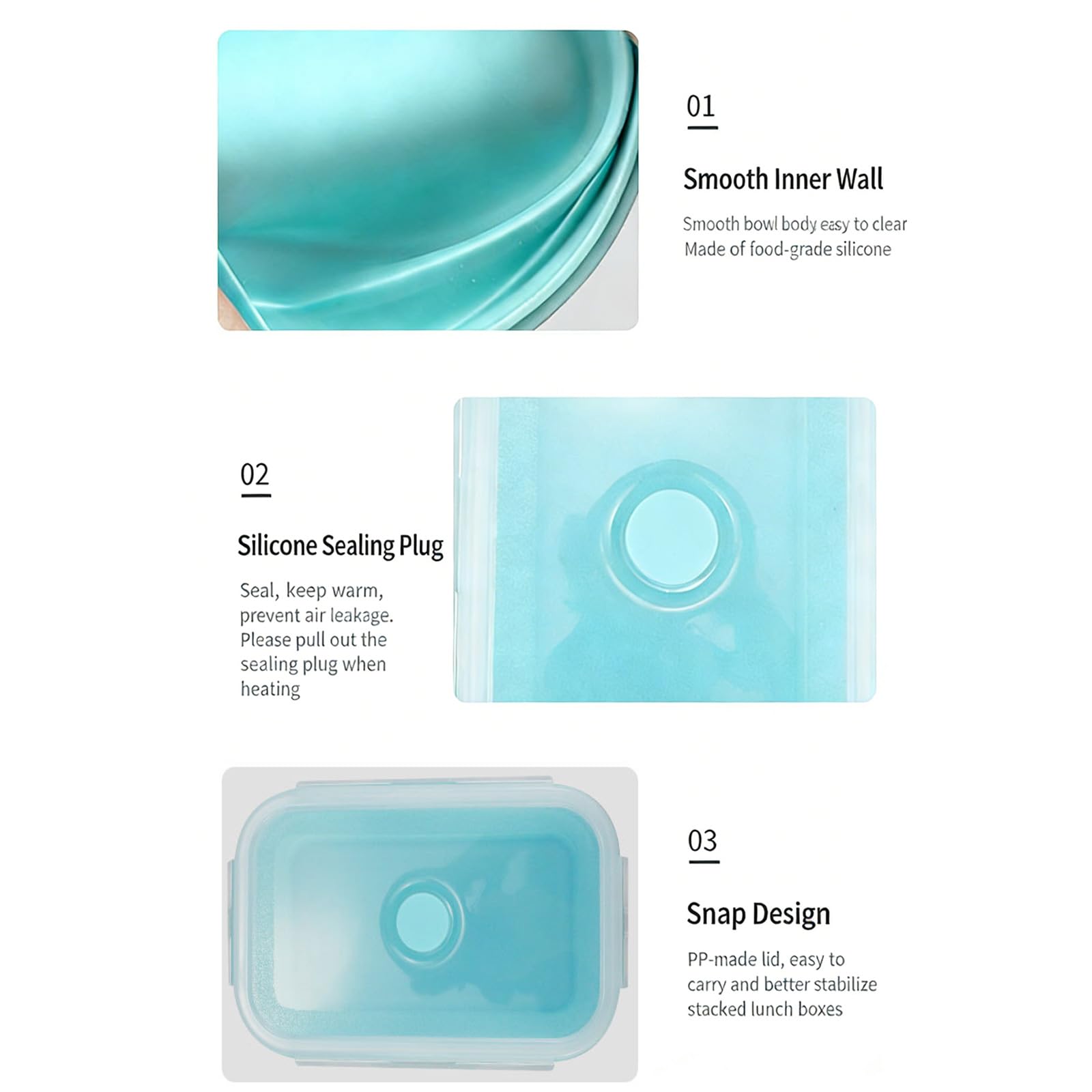Set contenitori per pranzo pieghevoli in silicone dimensioni multiple, sigillati, freschi, materiali robusti, perfetti per l ' uso quotidiano, viaggi, contenitori per la preparazione dei pasti