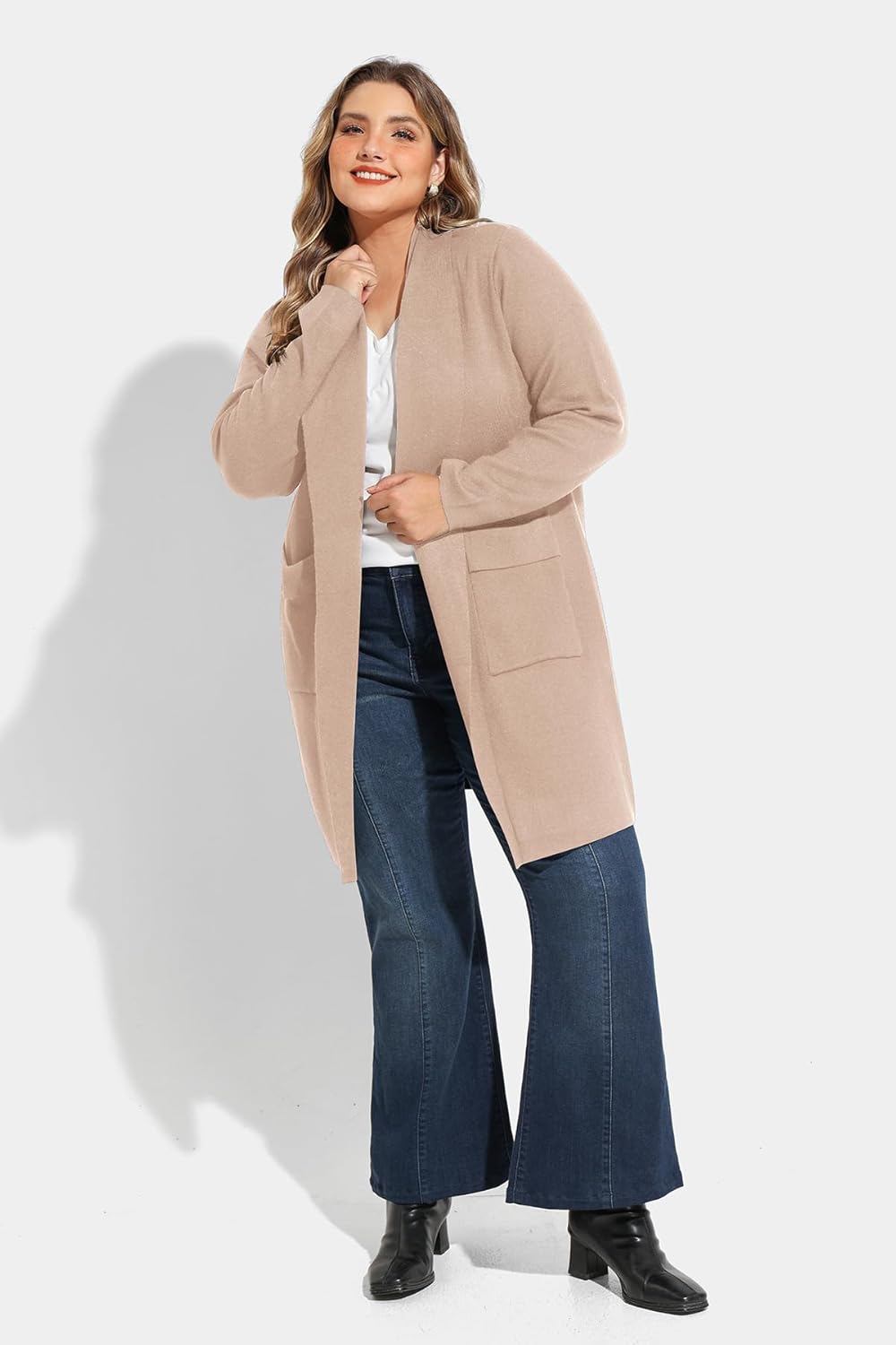 RITERA Plus Size Cardigan Sweaters for Women Long Sleeve Open Front Lapel Collar Jacket Pocket Winter Coatigan XL-5XL - Image 5