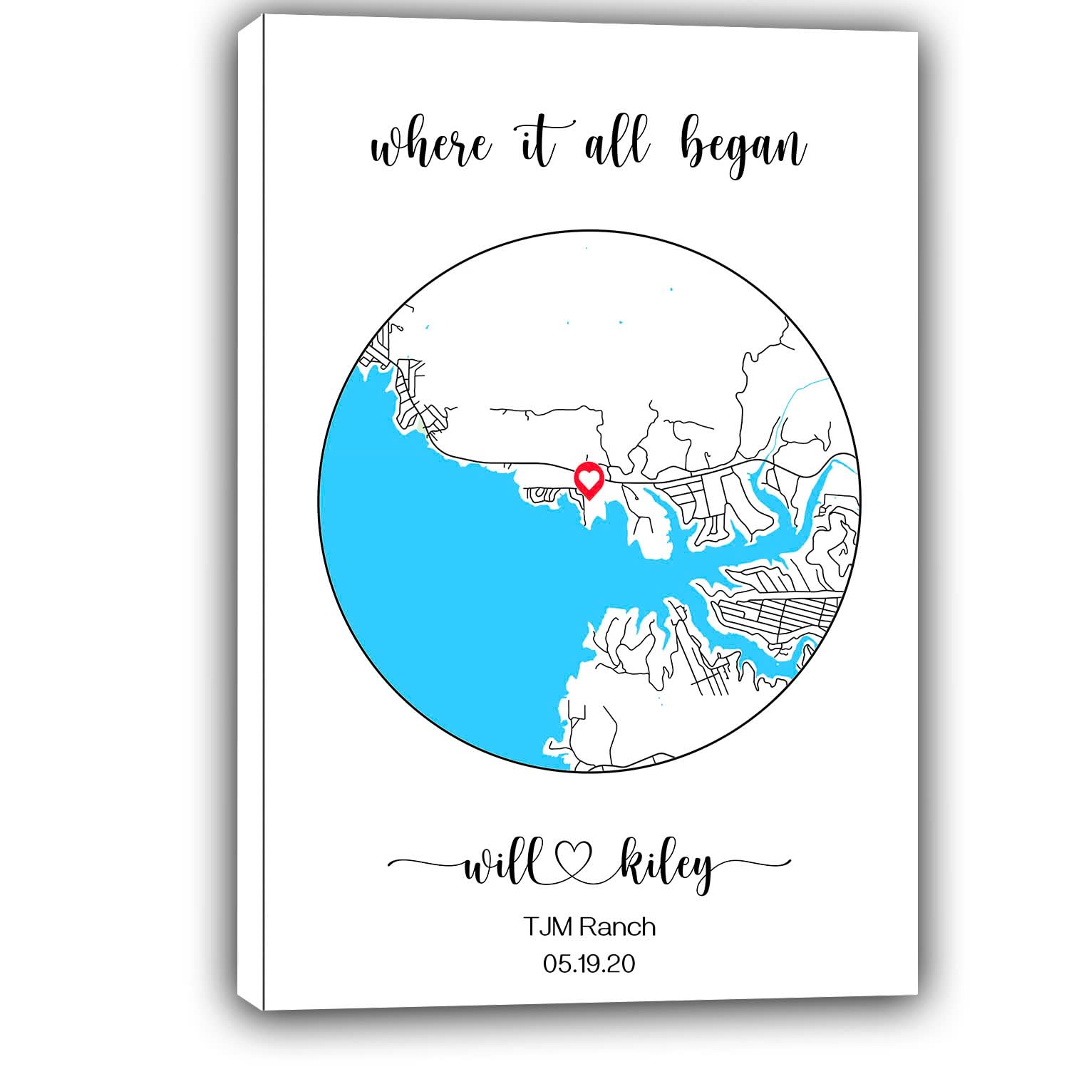 CustomWhere We Met Map/Where It All Began/Couple Map/Gift for Her/Gift for Him/Personalized Map/Custom Map/Anniversary Meaningful Gift #2