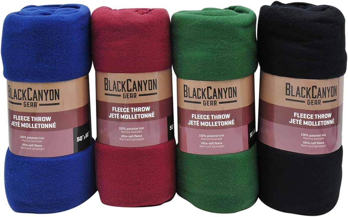 RoadPro Fleece Throw Blanket for Pets or People Dorm and Travel Essentials RPTR2CKT 50" x 60", Assorted
