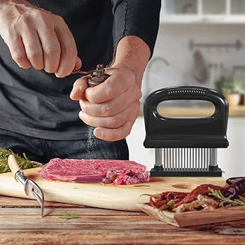 ミートテンダライザー　おうち　パーティ　ステーキ　柔らか　調理器具　クッキング Amazon.co.jp: ミートテンダライザー 肉筋切り器 肉刺し器 肉