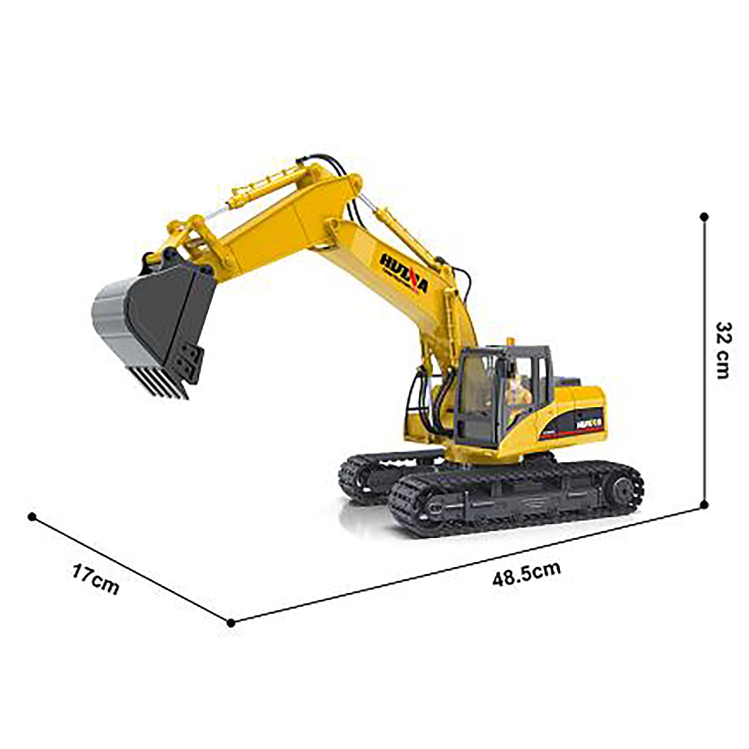 Excavadora eléctrica 1/14 RC 1535 Excavadora a control remoto 15CH 2.4G Modelo acabado Radio Batería Efectos de luz de sonido