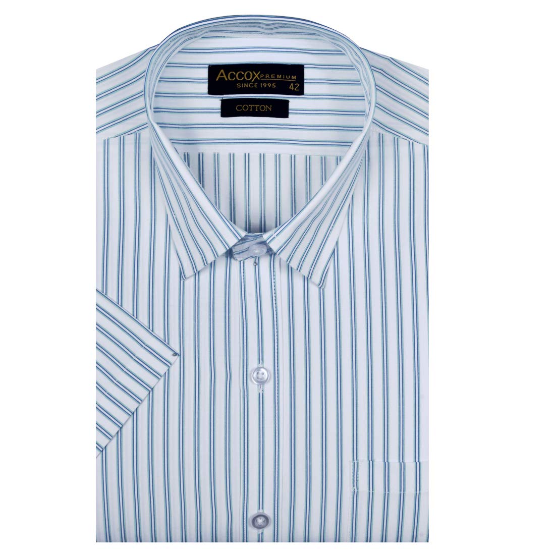 accox Men's Striped Half Sleeves Regular Fit Cotton Formal Checkred Shirts(GCR05)-picture-21