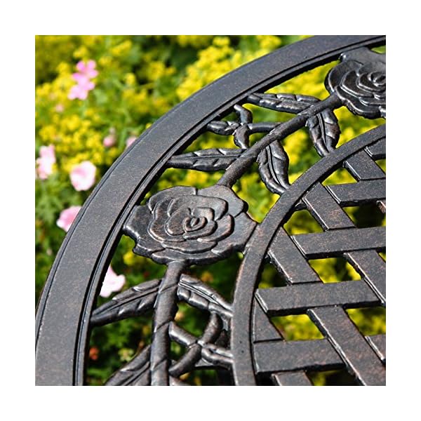 Lazy Susan™ Rose Round 2 Seater Bistro Set | Sand-cast Aluminium Garden Furniture Set | Weatherproof | Maintenance-free | Matching Bistro Chairs | Antique Bronze Finish - Image 4
