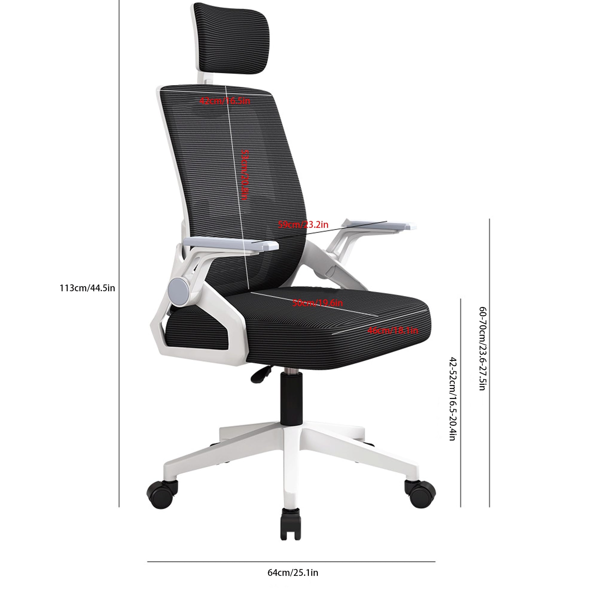 Silla de Oficina con reposacabezas Ajustable, reposabrazos abatibles para Juegos, cómoda Silla de Ordenador con Base Estable y Ruedas, Ideal para Oficina en casa, Estudio, Trabajo, Ejecutivo