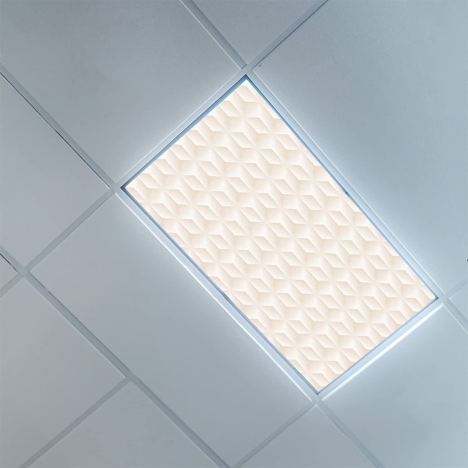 Fluorescent Light Covers for Ceiling Light Diffuser Panels-Ivory Pattern-Fluorescent Light Covers for Classroom Office-2ft x 4ft Drop Ceiling Fluorescent Decorative,Multicolor-image-6