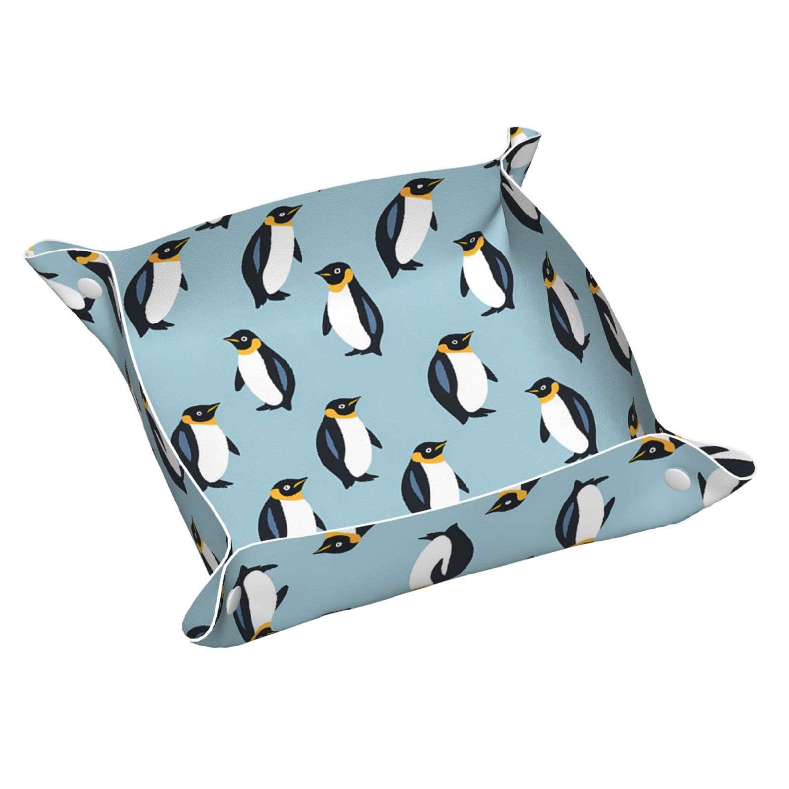 HLBSDM Funny Penguin Tray Men's Leather Valet Parking Portable Entrance Trays Bedside Storage Box