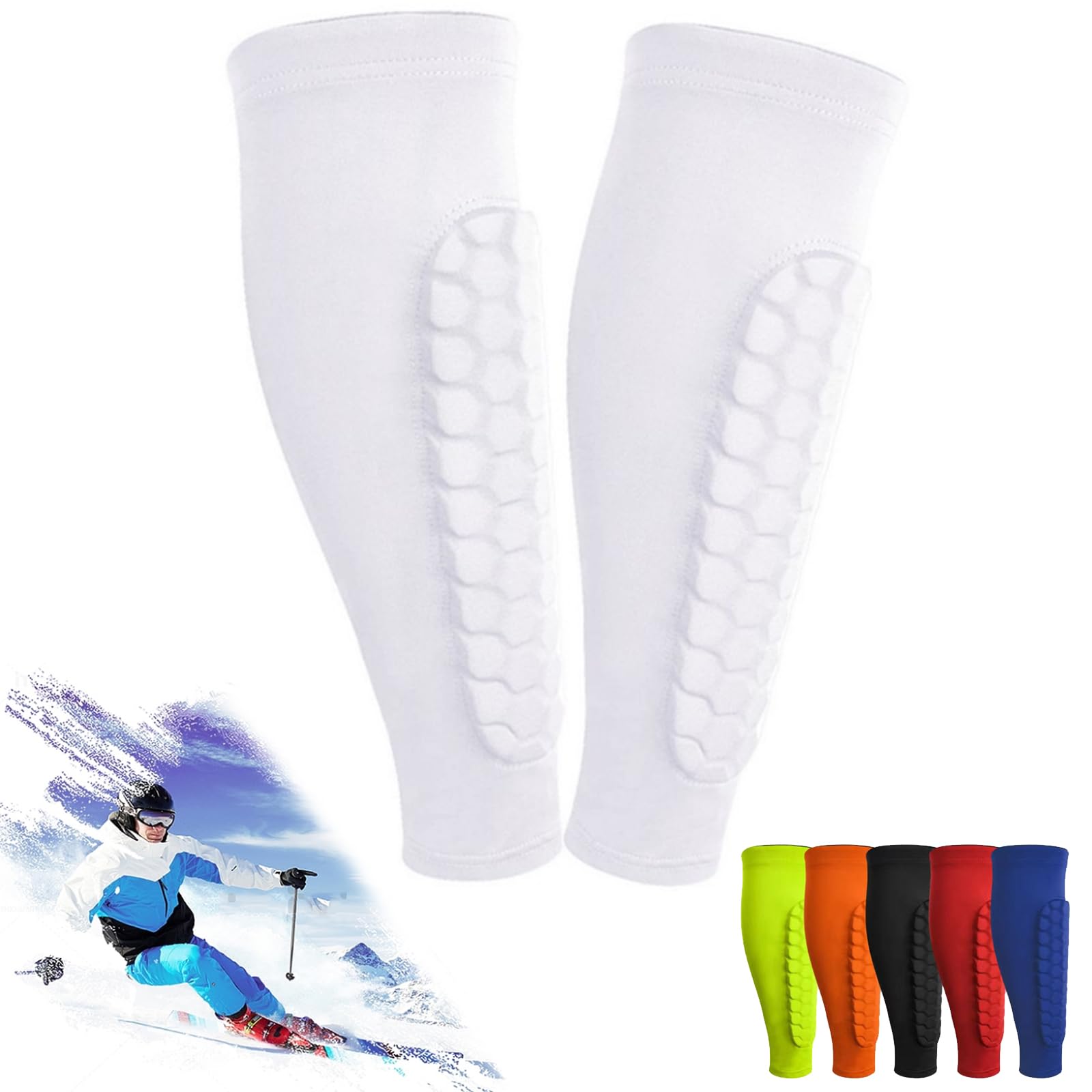 Achilles Shinbang Shields, Frost Armours Ski Shields, Shin Defender Shin Guards, Ski Shin Guards, Shindefender Shin Guards, Soccer Shin Guard, Shin Guards Soccer Adult for Sports (White, M)