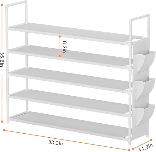 Miniatura 3 de Organizador de zapatos de 5 niveles, 33.3 pulgadas de ancho x 11.2 pulgadas de profundidad x 35.6 pulgadas de alto, zapatero de metal y plástico