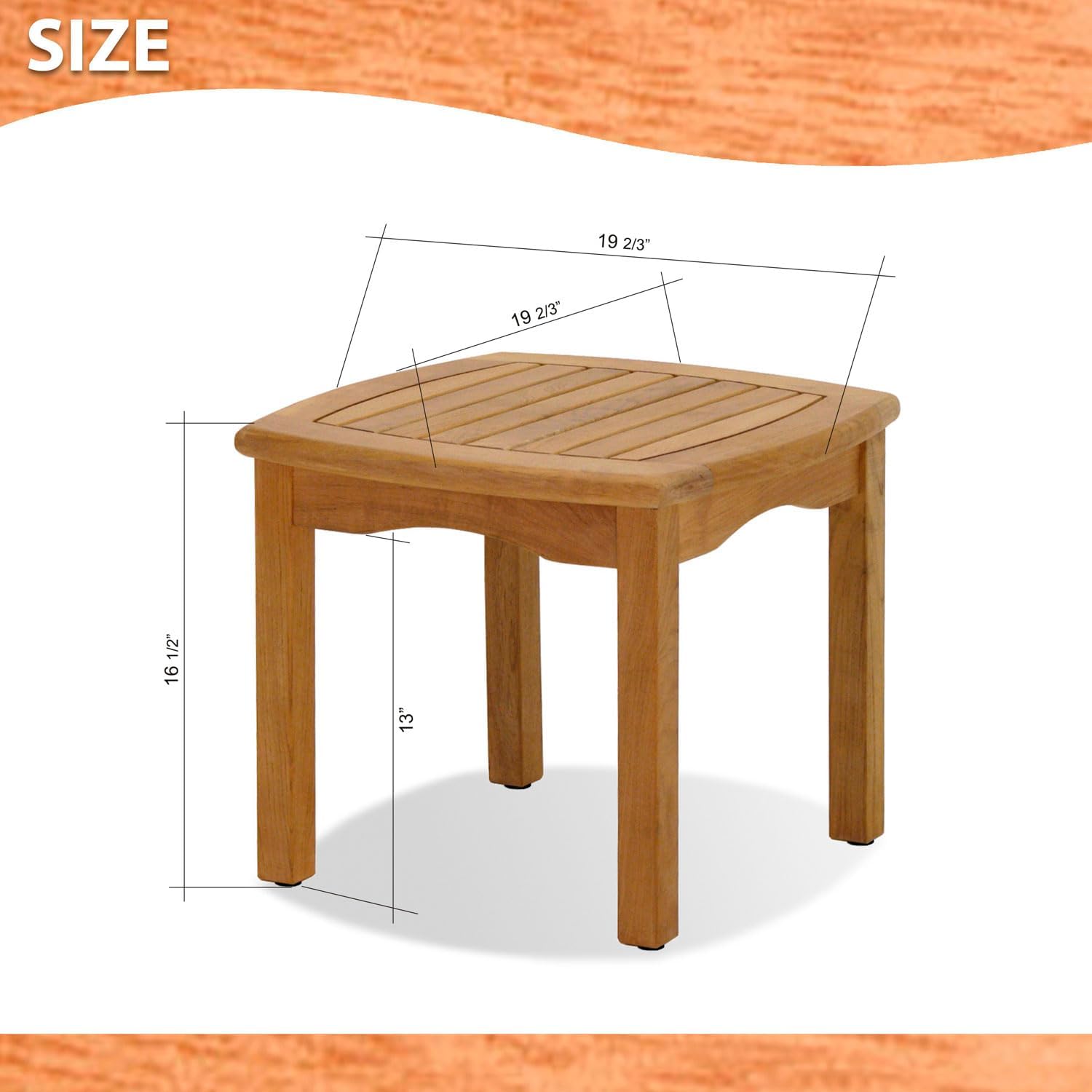Amazonia Lincoln 1-Piece Outdoor Square Side Table | Teak Wood | Ideal for Patio and Indoors, 19.5" x 19.5"