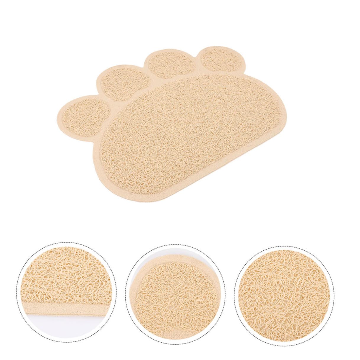 WOONEKY 2 Stück-pack Pvc Katzenstreu Unterlage in Beige Rutschfeste Katzenstreu Matte mit Pfotenform Schützend für Katzenkrallen als Haustiermatte für Eingangsbereich
