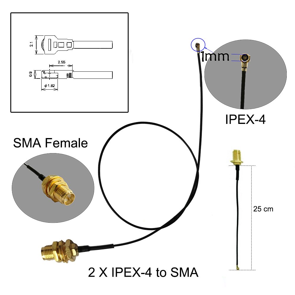 WiFi Antenna Cables 2Pcs IPEX MHF4 WiFi Antenna Extension Cables -  Compatible With Ericsson N5321GW GOBI 5000 MU736 Network Cards M.2 Network  Card Antennas, image size:1000x1000