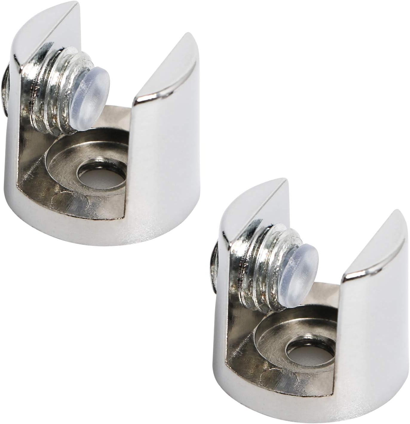 Aopin Glass Shelf Brackets Adjustable Glass Door Cabinet Clamp Clip Holder for 8mm-10mm Thickness, Cylindrical, Zinc Alloy, Silver, 2Pcs
