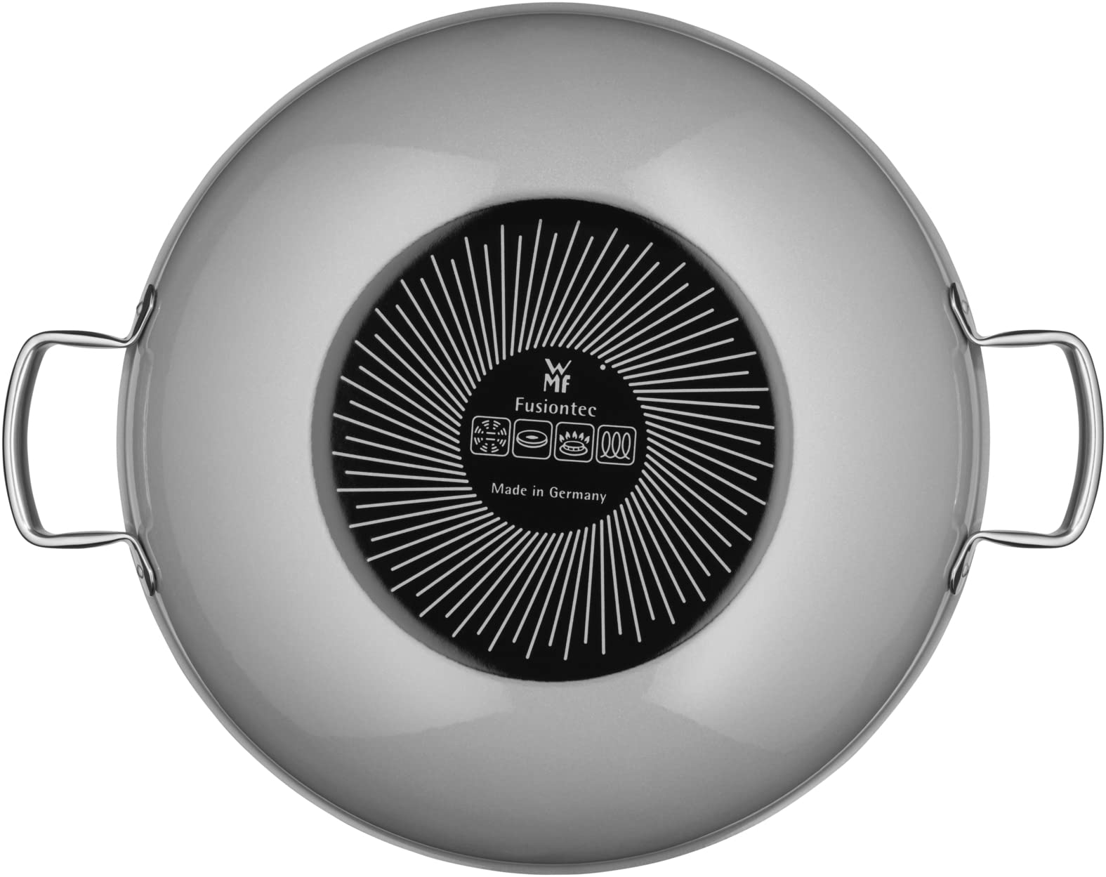 WMF Fusiontec Mineral Wok Induktion 36 cm, Wokpfanne mit Glasdeckel, High-Tech Keramik, backofenfest, kratzfest, grau