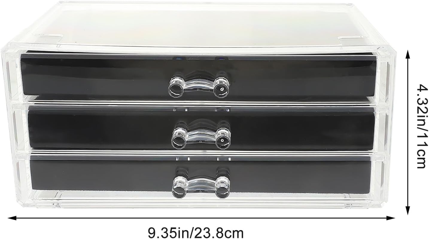 Acrylic Multi-layer Jewelry Storage Box with Black Makeup Organizer for Earrings Necklaces Rings Brooches Sturdy Compartment Display Case for Women Desktop Decor