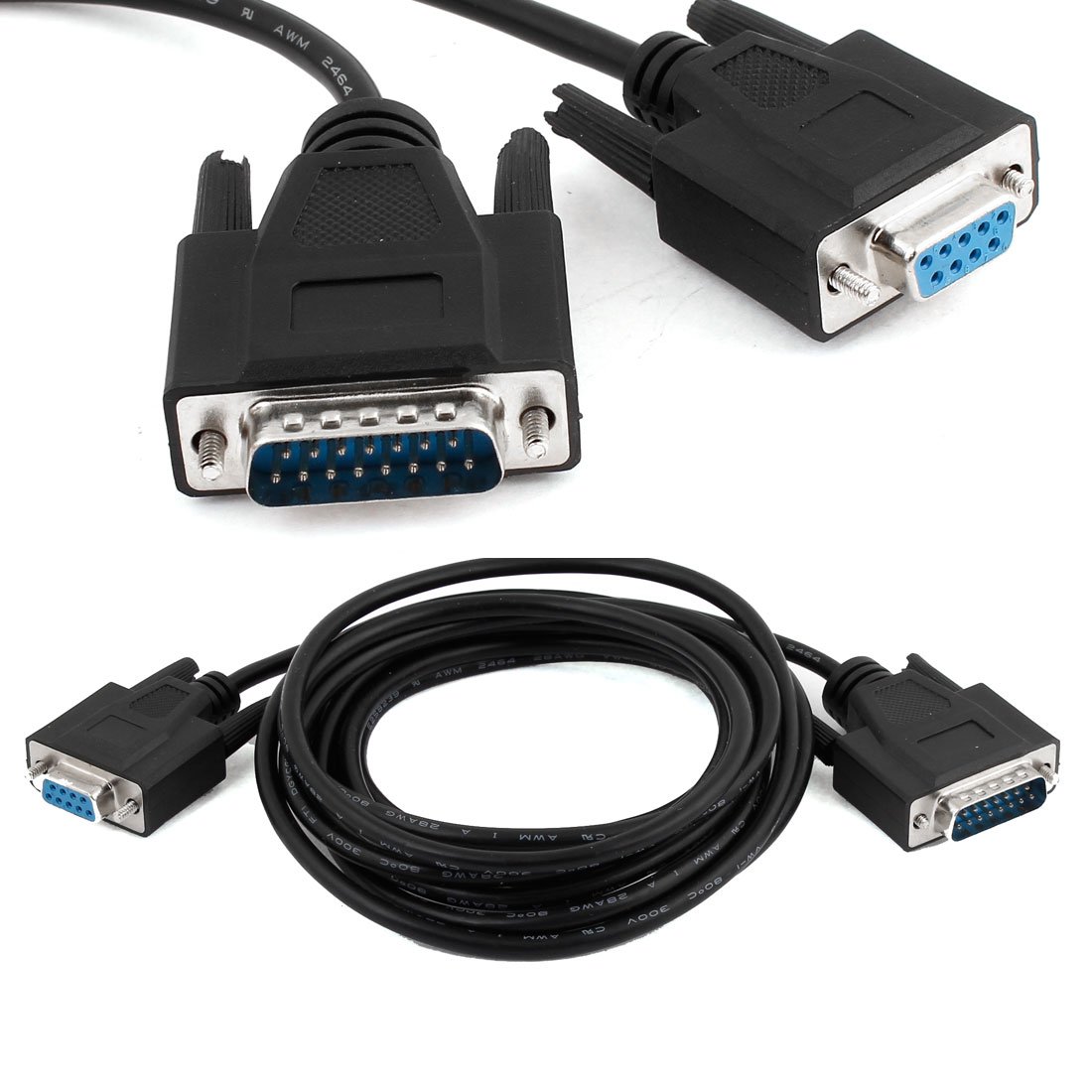 Ruilogod 9.8ft 3 Metri RS232 DB9 seriale a 9 pin femmina a maschio DB15 PLC cavo