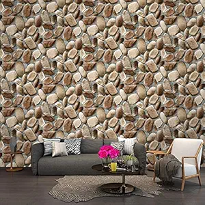 Eurotex Textured PVC Coated 3D Non-Pasted Brick Wallpaper for Wall Decoration (57sqft/Per roll)-21405