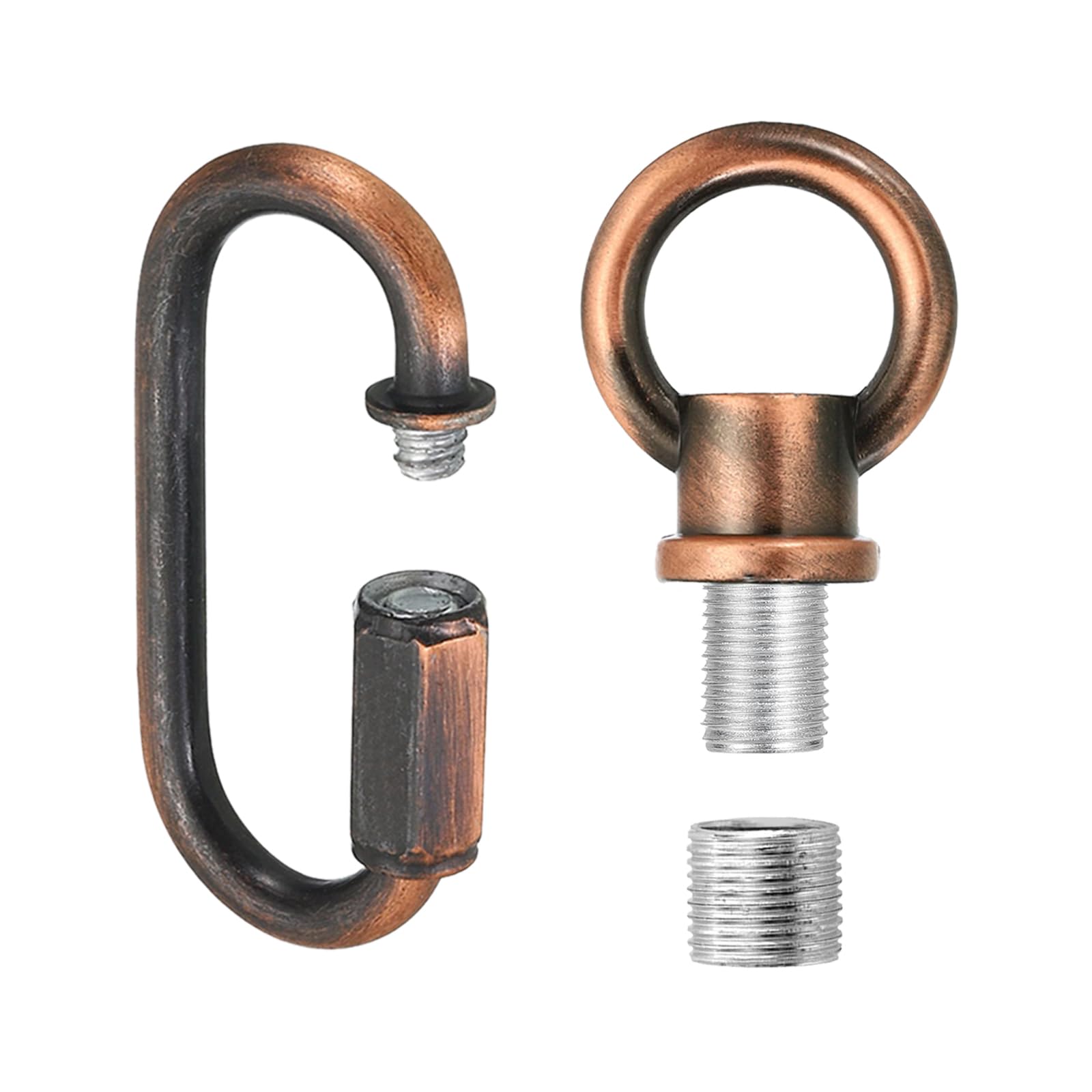 PATIKIL M10 Fine Thread Lamp Female Loop Holder with M12 Adapter Chain Quick Link, Lifting Eye Nut Hook Ring Structural Support to Chandelier, 44 lbs Load Red Bronze