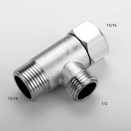 Miniatura 3 de Conector de bidé, adaptador en T de latón macizo, conector en T de 3 vías para bidé de mano de 7/8 pulgadas y G 1/2 pulido, válvula T