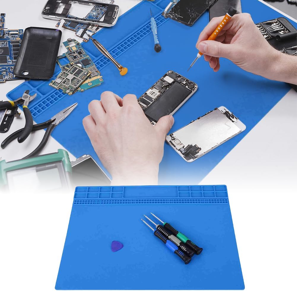 Joyzan Repair Mat, Silicone Soldering Stations Magnetic Anti Static Solder Pad Screw Electronic Work Welding Heat Resistant Tool Kit Desoldering Phone Laptop PCB Board Computer Watch Cellphone Iron