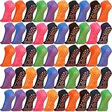 Haysandy 40 Pairs Non Slip Yoga Socks Barre Socks Grip Socks for Women Pilates Anti Skid Socks Slipper Socks with Grippers for Women Girls Pilates Ballet Barre Hospital Yoga, 10 Colors