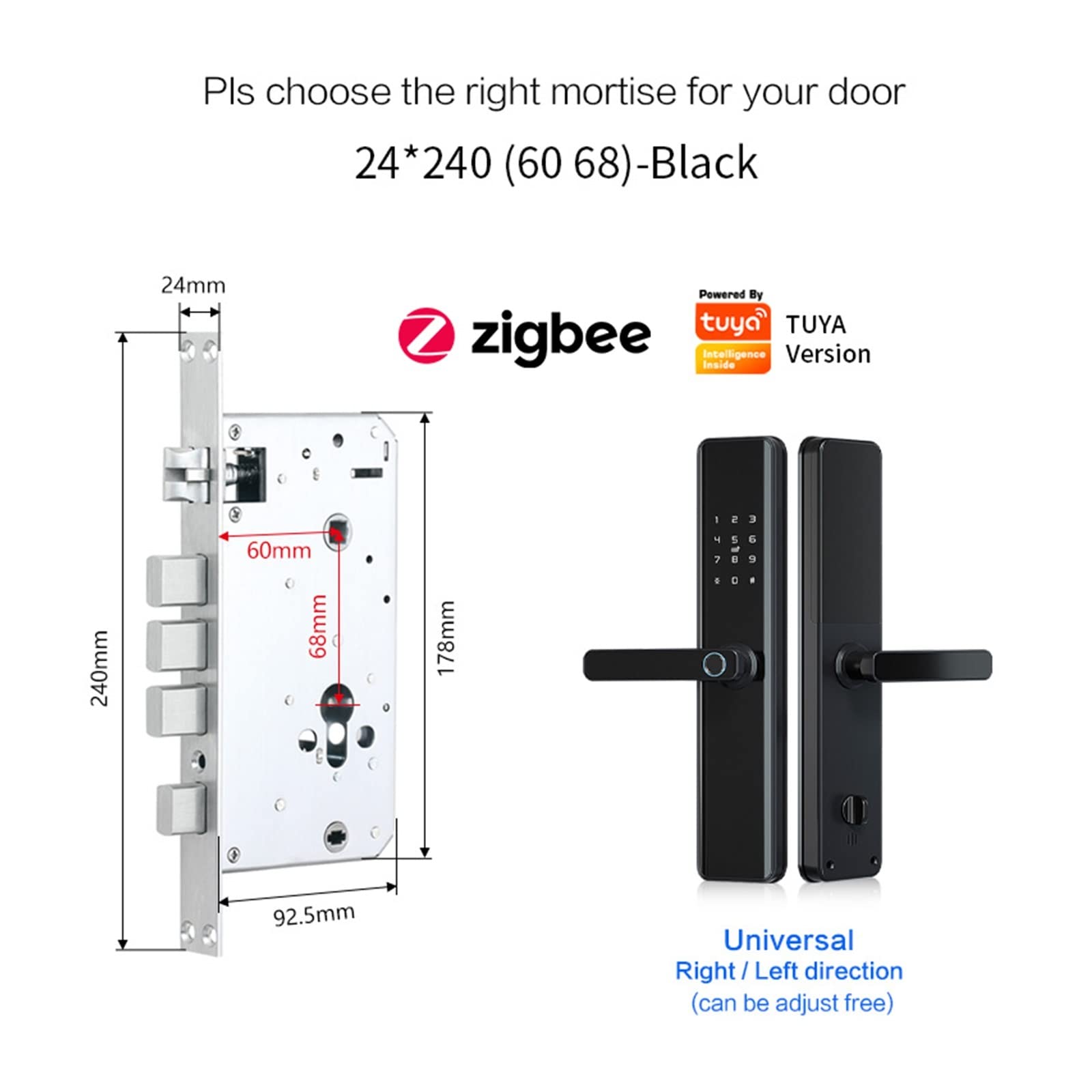 Fechadura Eletronic Tuya Serrature per porte Controllo vocale Impronta digitale biometrica Smart Entry Home Handle App Serratura intelligente Serrature per porte con impronta digitale, Serrature per
