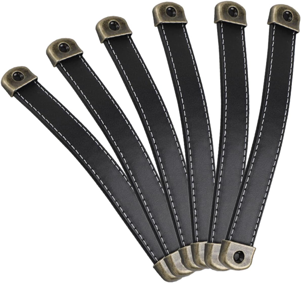 TEHAUX 6pcs Leather Drawer Pulls Comfortable Touch Antique Style Cabinet Handles for Wardrobe Closet Dresser Easy to Install Durable Furniture Hardware