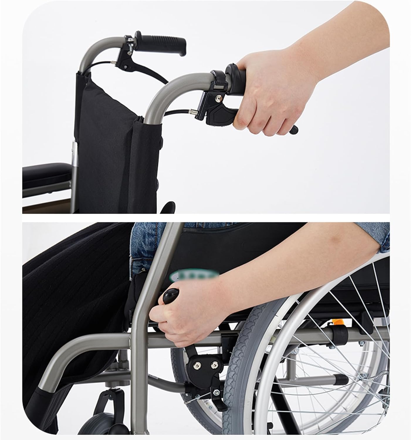 Wózek inwalidzki Rolstoelen Opvouwbare transportrolstoelen met handrem Verstelbare voetsteun Rolstoel Handmatige rolstoelen Transportstoel wygodne