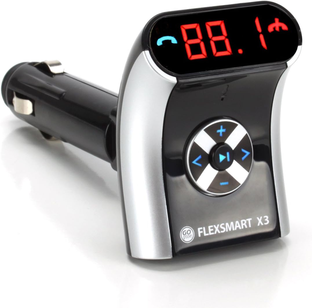 GOgroove FlexSMART X3 Mini Bluetooth Car Adapter for Handsfree Calling, USB Charging, Music Controls for Smartphones, MP3 Players - Aux Bluetooth Adapter for Car - FM Radio Transmitter