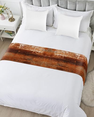 Miniatura 5 de Camino de cama naranja quemado para cama tamaño Queen, manta decorativa abstracta para pie de cama, pintura moderna al óleo, protector de ropa de