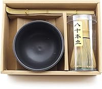 Vista 1 de Juego de batidor de matcha - Cepillo + cuenco de cerámica + cuchara, té verde japonés de bambú, juego de 3 piezas