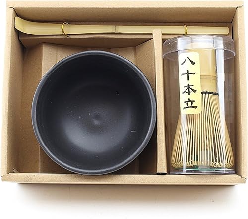 Juego de batidor de matcha - Cepillo + cuenco de cerámica + cuchara100% té verde japonés de bambú para preparar té verde japonés juego de 3 piezas