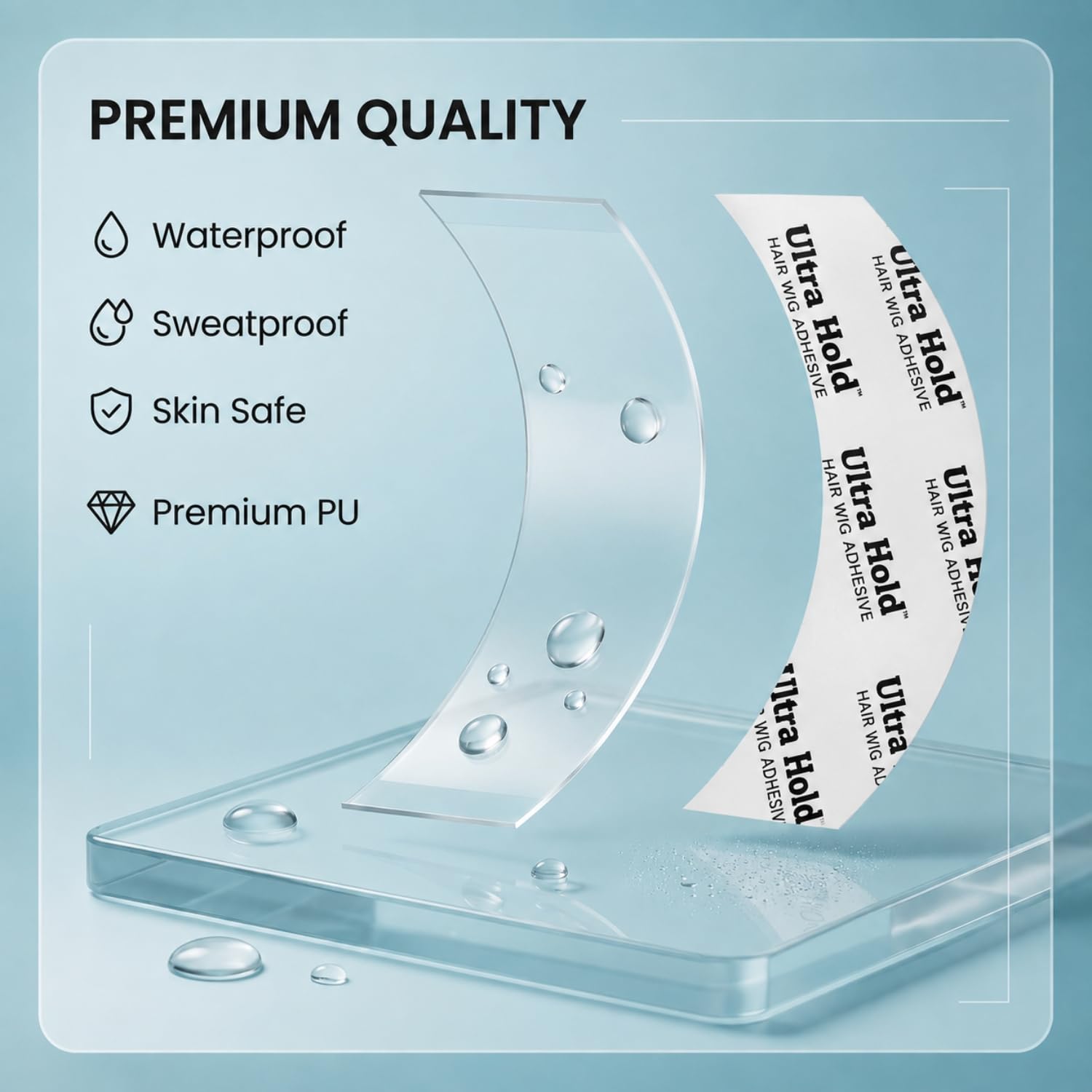 Ultra Hold Waterproof Double-Sided Tape for Hair Patch & Wig (36 Pieces) Strong Grip & Invisible Hair System Adhesive, Hair Patch Tape for Men & Women | Long Lasting & All Weather Resistant 3