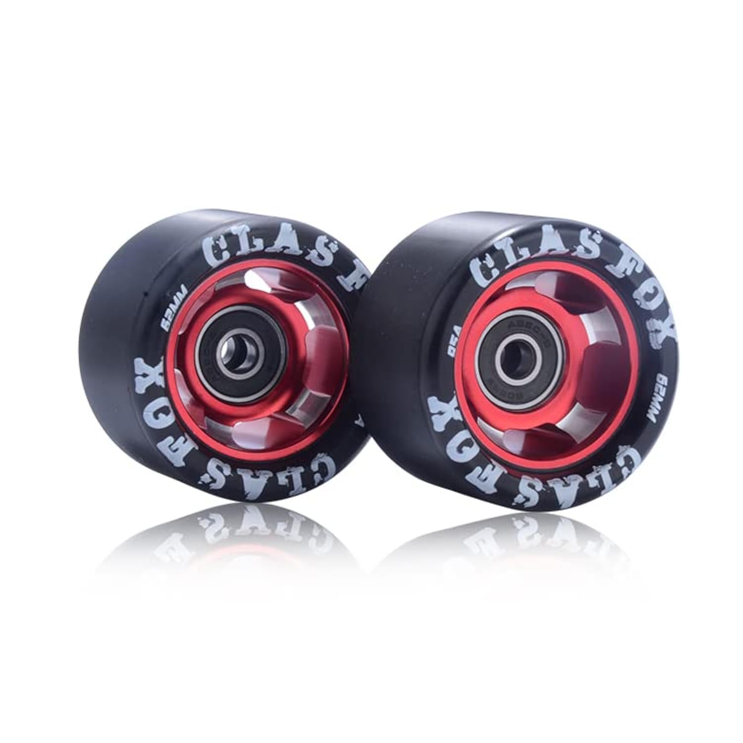 CLAS FOX 95A Speed/Derby Wheels Aluminum Roller Skate Wheels Indoor Roller Replacement Wheel (Set of 8) (Black PU Red Core)