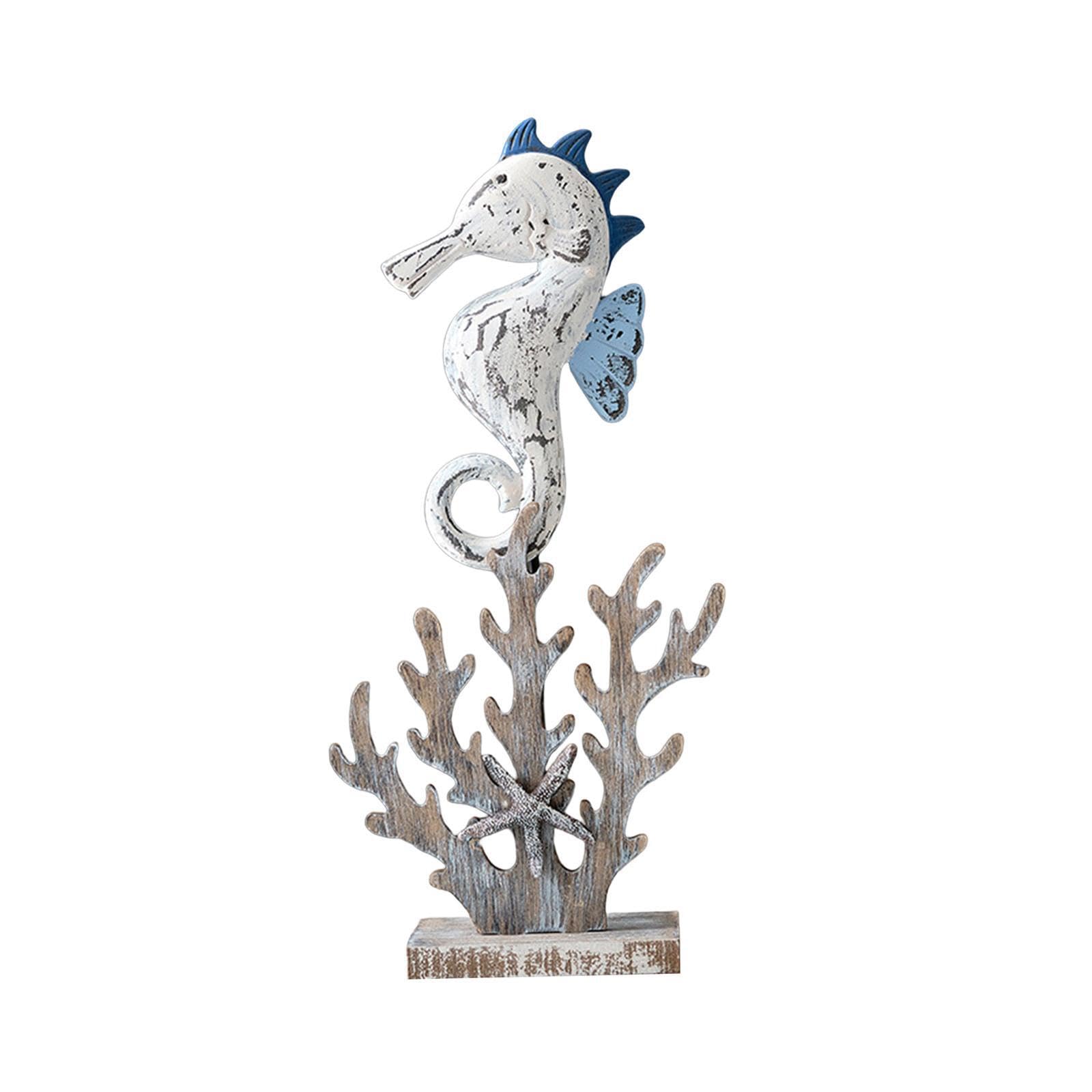 PIXZCSA Lifelike Coral Statue Sculpture Unique Bookcase Shelf Sitter Decor Artificial Coral Statue Sculpture Figurines Craft, seahorse, 12.5x32cm