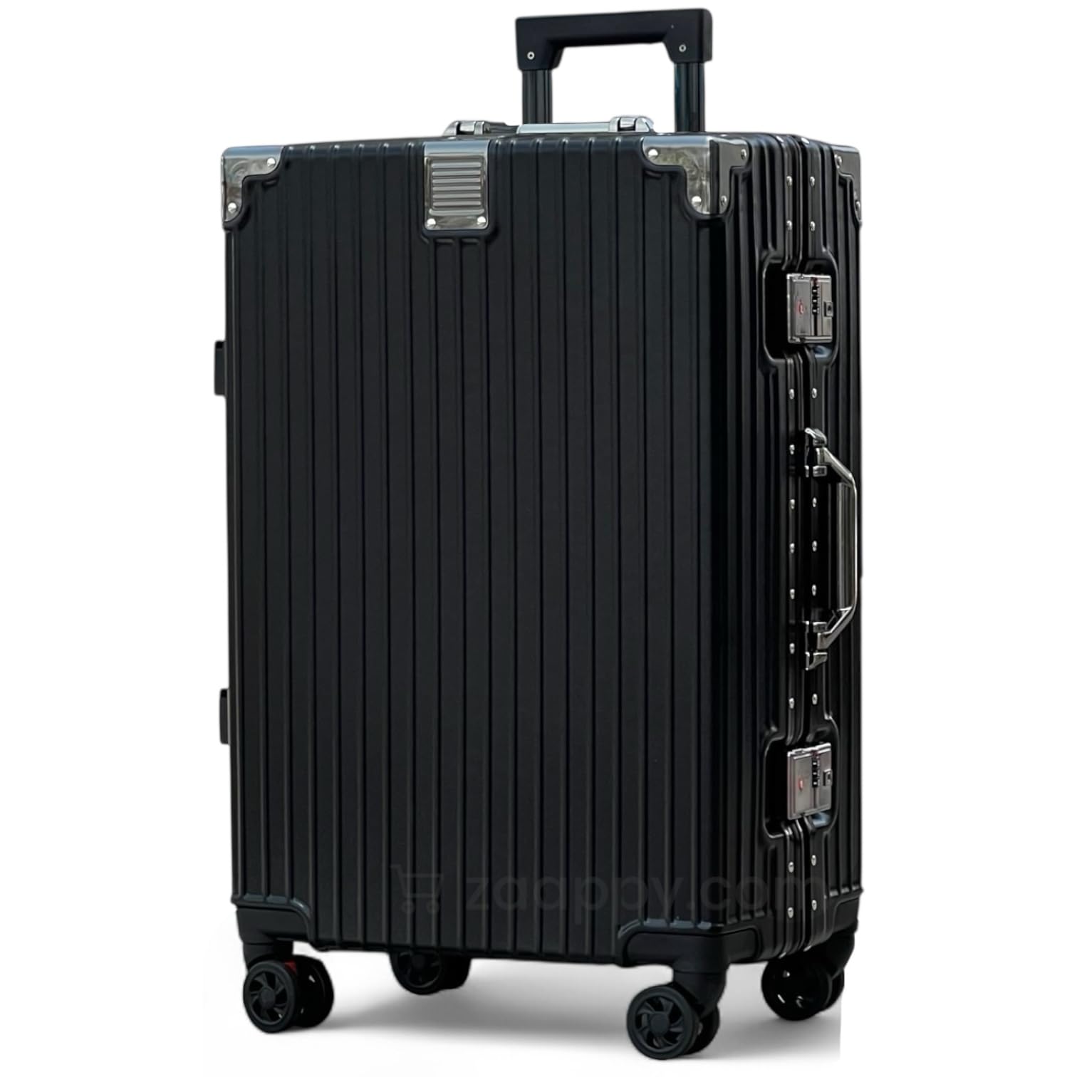 prosp 28" (30-35KG) Checked In Aluminum Frame Unbreakable Fashion Travel Trolley Luggage, Polycarbonate Hard Shell Suitcase with 360° Double Spinner Wheels (BLACK, Checked-In-28-Inch)