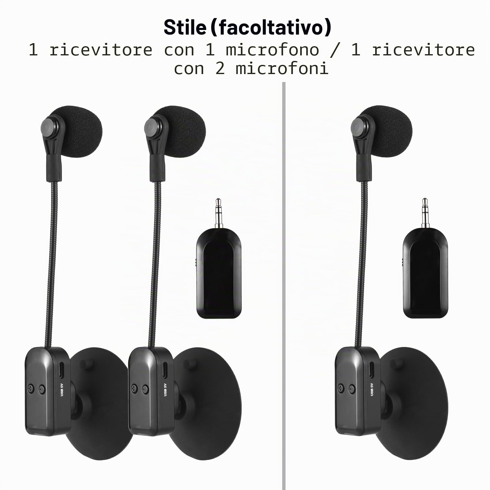 Ricevitore microfono wireless per strumenti 2.4G con ventosa staccabile per chitarra, violino, violoncello, fisarmonica, altoparlanti, amplificatore vocale, microfono per riduzione del rumore d