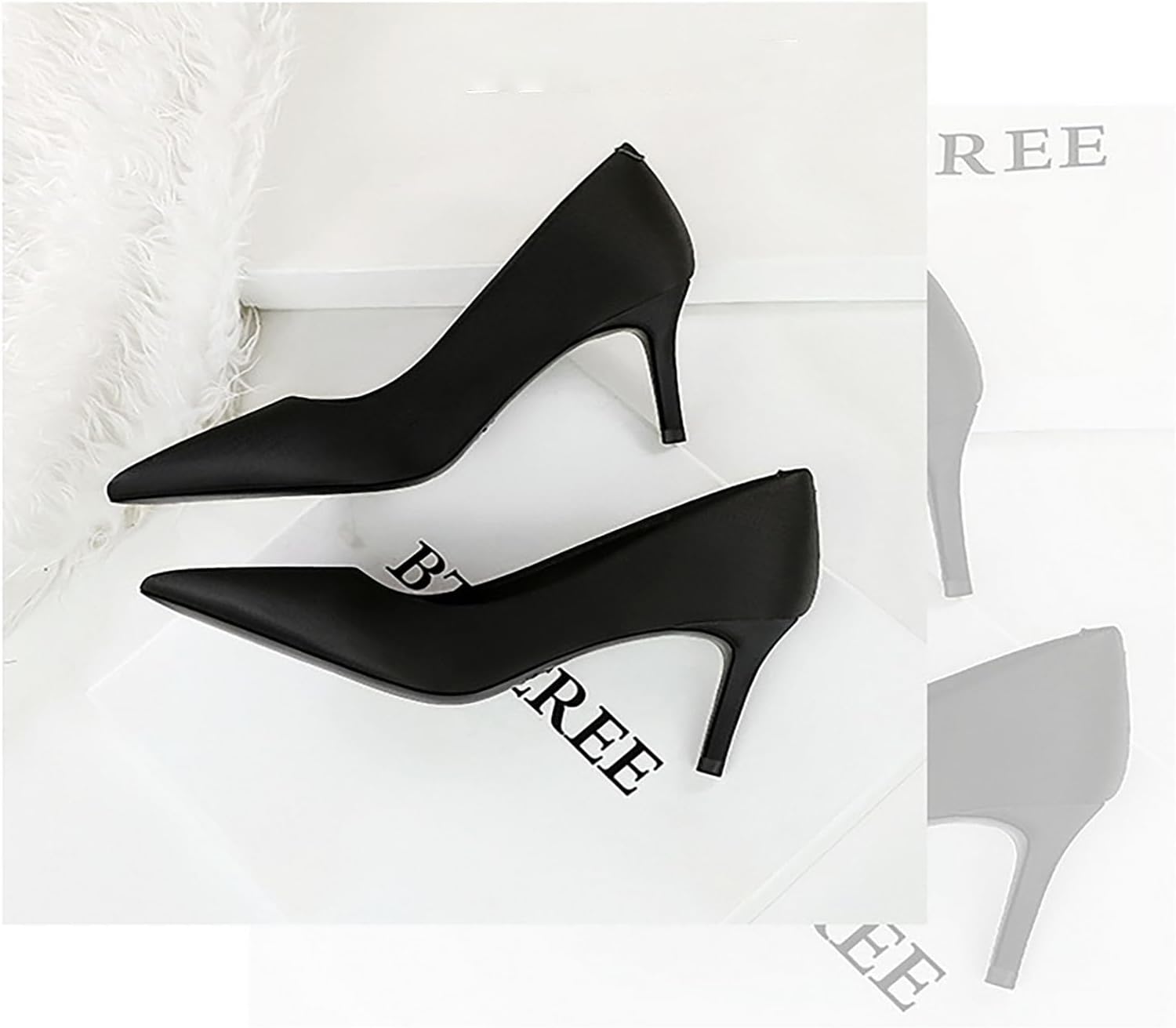 Women's Satin Stiletto Pumps Classic Slip-On Solid Color High Heels Sexy Pointed Toe Heeled Dress Wedding Shoes for Casual Office Business Formal Party