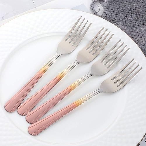 Miniatura 8 de 12 tenedores de cena, cubiertos de postre, cubiertos de acero inoxidable Dongbo, 7.5in, plata