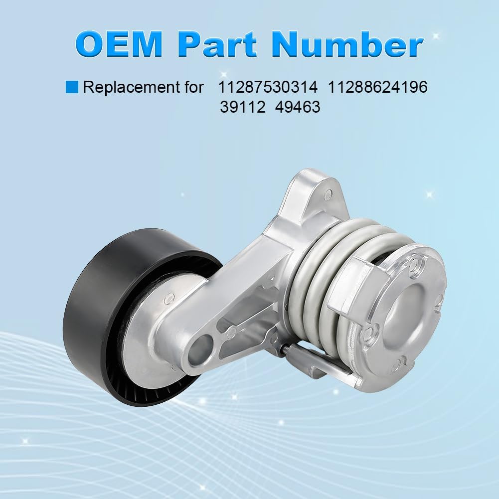 Belt Tensioner Assembly with Pulley Compatible with BMW 128i 323i 325i 325xi 530i 530xi 328i 330xi 525i 528i 528xi 525xi 330i 328xi X3 X5 Z4 Replacement for 11288620022 11288624196